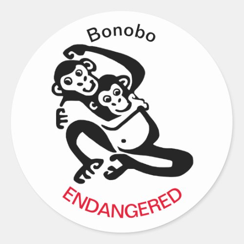 Cute _BONOBO _Endangered  chimpanzee _Wildlife Classic Round Sticker