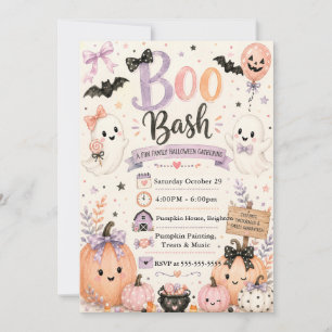 Cute Boo Bash Halloween Gathering Invitation
