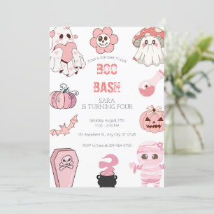 Cute Boo Bash Part Pink Birthday Invitation