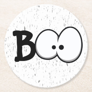 Cute Boo Crazy Eyes Halloween Party Halloween Round Paper Coaster