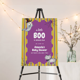 Cute Boo Ghost Cat Fall Baby Shower Welcome Sign