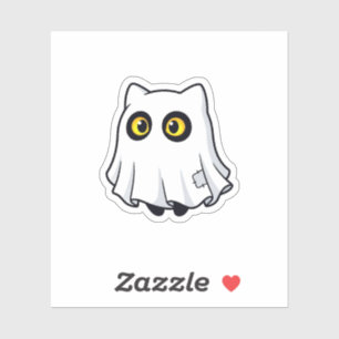 Cute Boo Ghost Cat Halloween Costume Sticker