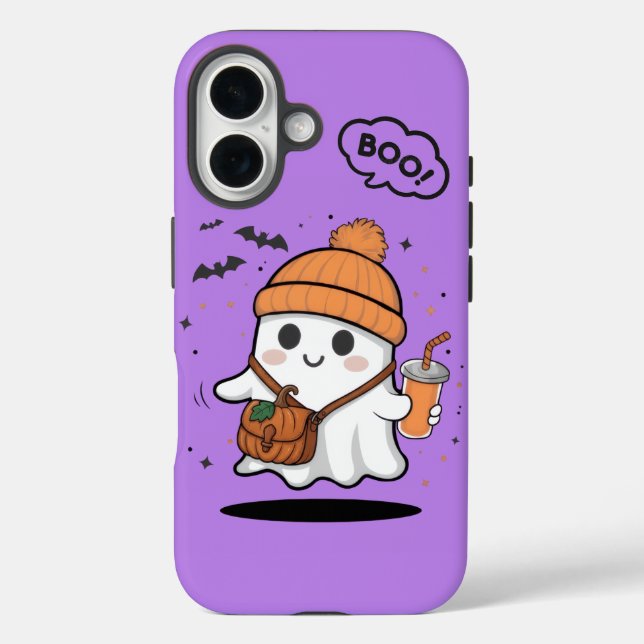 Cute Boo Ghost Girly iPhone 16 Phone Case – Kawaii (Back)
