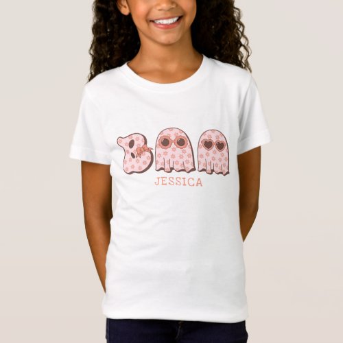 Cute Boo Ghost Halloween Girls T_Shirt