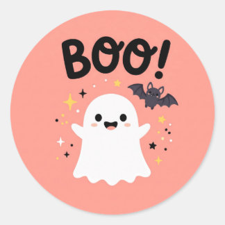 Cute Boo Ghost Halloween Round Sticker