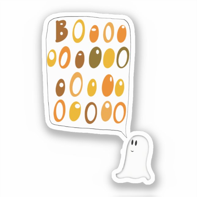 Cute BOO Ghost Halloween Sticker (Front)