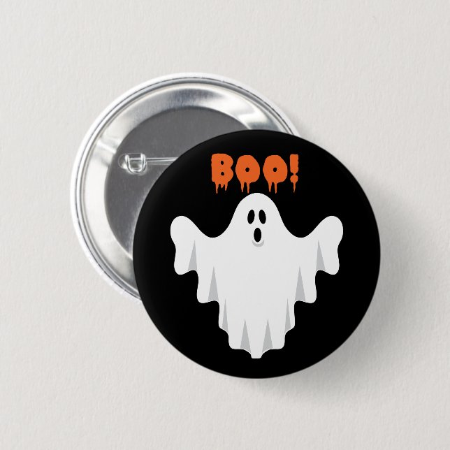 Cute Boo Ghost Kids Halloween Party Favor Button (Front & Back)