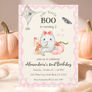 Cute Boo Ghost Pink Birthday Party Girl Invitation