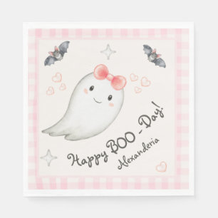 Cute Boo Ghost Pink Birthday Party Girl Napkins