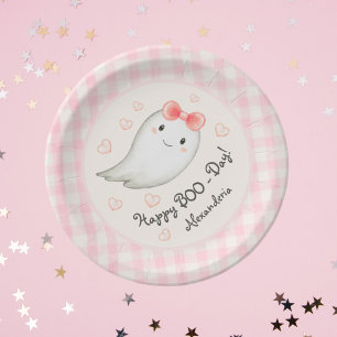 Cute Boo Ghost Pink Birthday Party Girl Paper Plates