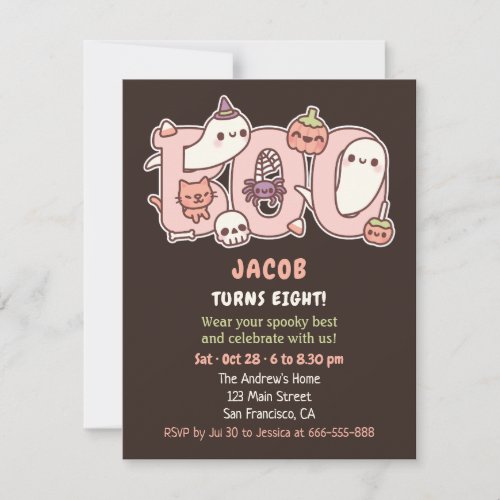 Cute Boo Ghosts Kids Halloween Birthday Party Invitation