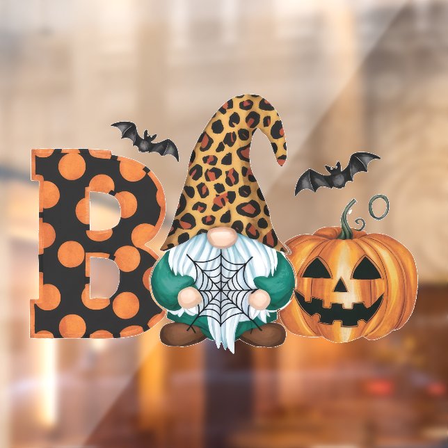 Cute Boo Gnome with Bats Window Cling (Sheet 2)