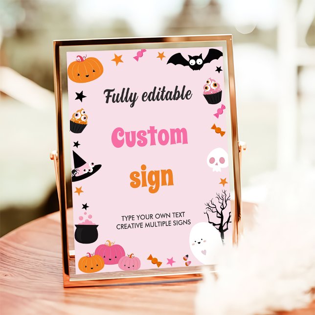 Cute Boo Halloween Bash Pink Table Sign (Creator Uploaded)