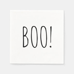 Cute Boo Halloween Black & White Ghost Party Napkins