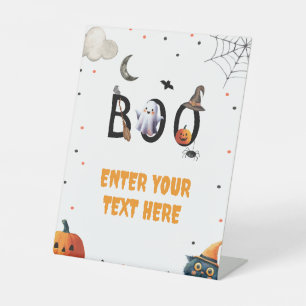 Cute Boo Halloween Ghost Birthday Party Decoration Pedestal Sign