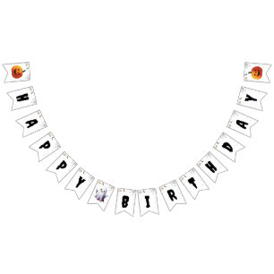 Cute Boo Halloween Ghost Boy Happy Birthday Bunting Flags