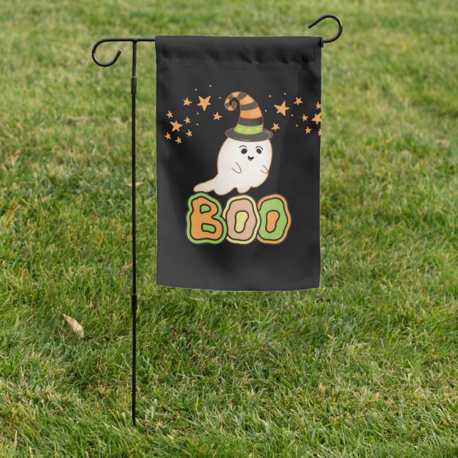 Cute BOO  Halloween Ghost Garden Flag (In SItu)