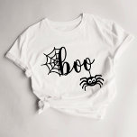 Cute Boo Halloween Womens T-Shirt<br><div class="desc">Cute boo halloween t-shirt with spider web and cute little spider.</div>