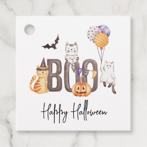 Cute Boo Happy Halloween Cats Ghosts Pumpkin Kids Favor Tags