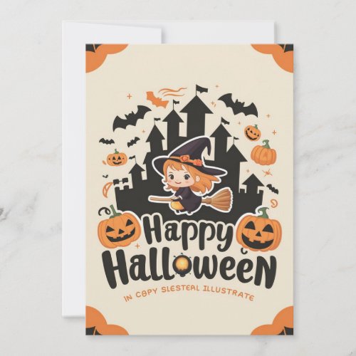 Cute Boo Happy Halloween  Holiday Card