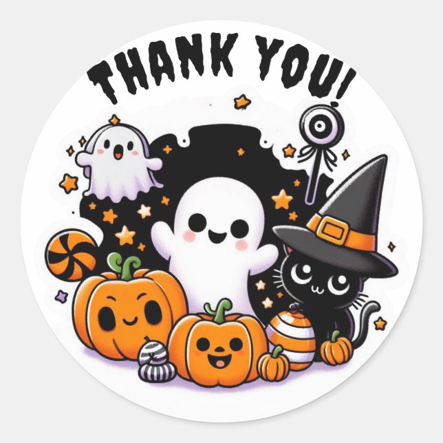Cute Boo in Halloween themed birthday  Classic Round Sticker (Front)