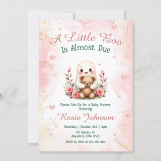 Cute Boo is Due Custom Fall Girl Pink Baby Shower Invitation