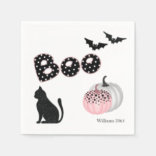 Cute Boo! Pink Pumpkin Halloween Cocktail Napkins