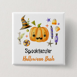 Cute Boo Pumpkin Spooktacular Halloween Bash Party Button