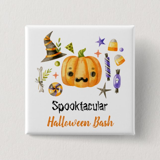 Cute Boo Pumpkin Spooktacular Halloween Bash Party Button (Front)