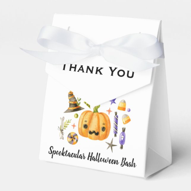 Cute Boo Pumpkin Spooktacular Halloween Bash Party Favor Boxes (Front Side)