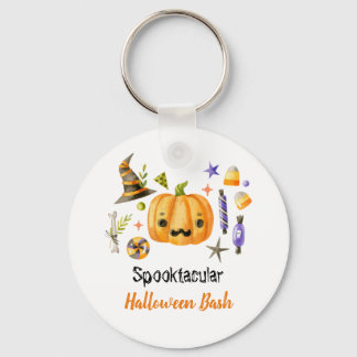 Cute Boo Pumpkin Spooktacular Halloween Bash Party Keychain