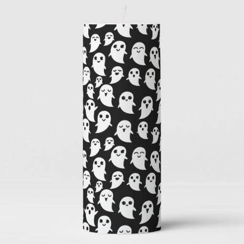 Cute Boo Spook Halloween Cartoon Ghost  Pillar Candle