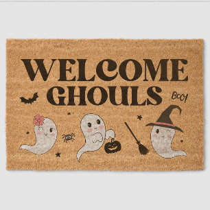 Cute Boo Spooky Ghost Halloween Pink Girl Fiber Doormat