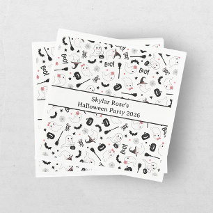 Cute Boo Spooky Ghost Halloween Pink Girl Napkins