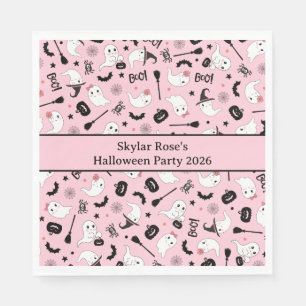 Cute Boo Spooky Ghost Halloween Pink Girl Napkins