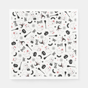 Cute Boo Spooky Ghost Halloween Pink Girl Napkins