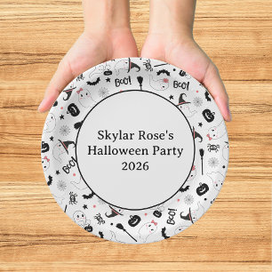 Cute Boo Spooky Ghost Halloween Pink Girl Paper Plates