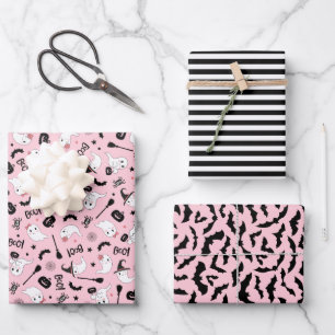Cute Boo Spooky Ghost Halloween Pink Girl Wrapping Paper Sheets