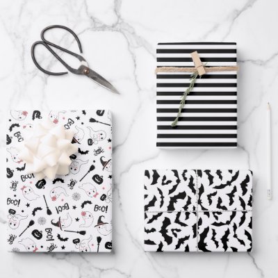 Cute Boo Spooky Ghost Halloween Pink Girl Wrapping Paper Sheets