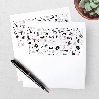 Cute Boo Spooky Ghost Halloween White Pink Girl Envelope Liner