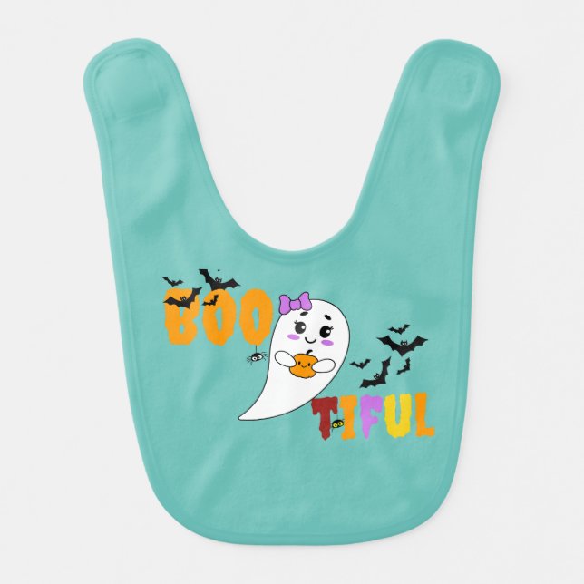 Cute Boo-tiful Halloween Baby Bib (Front)