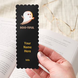 Cute Boo-tiful Halloween Ghost Art Bookmarks