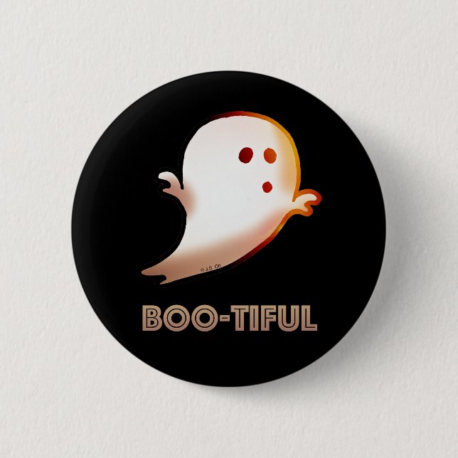 Cute Boo-tiful Halloween Ghost Art Button (Front)