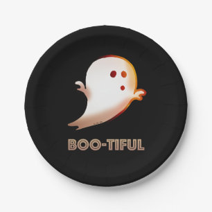Cute Boo-tiful Halloween Ghost Art Paper Plates
