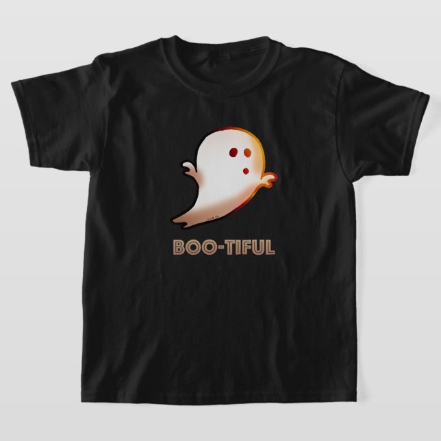 Cute Boo-tiful Halloween Ghost Art T-Shirt (Laydown)