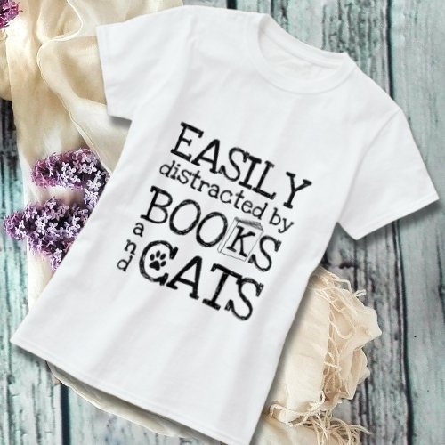 Cute Book and Cat Lover  T_Shirt