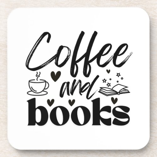 Cute Book and Coffee Lovers Personalized Beverage Coaster