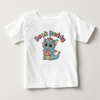 Cute Book Buddy Reading Dragon Baby T Shirt