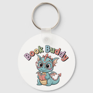 Cute Book Buddy Reading Dragon Keychain