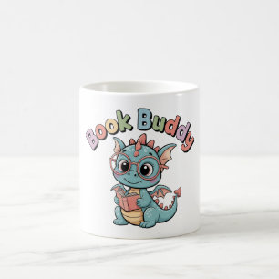 Cute Book Buddy Reading Dragon Mug